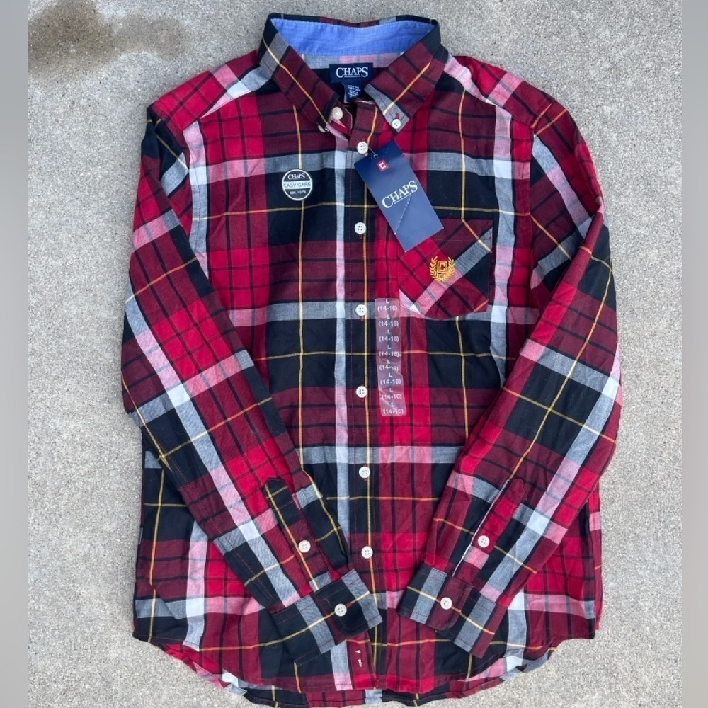 CHAPS Boy's Long Sleeve Button Down Oxford Dress Shirt size S(8)